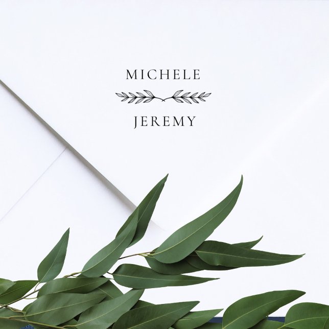 Elegant Bride and Groom Wedding Botanical Rubber Stamp (Creator Uploaded)