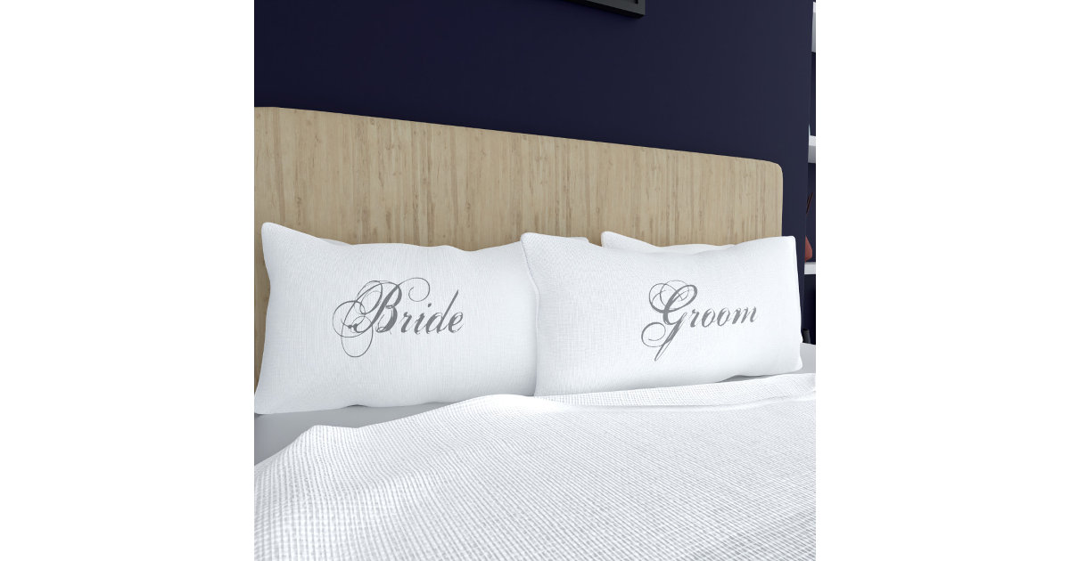 Elegant Bride and Groom White Wedding Pillow Case Zazzle