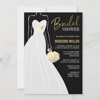 Elegant Bride Black Gold Foil Bridal Shower Invitation