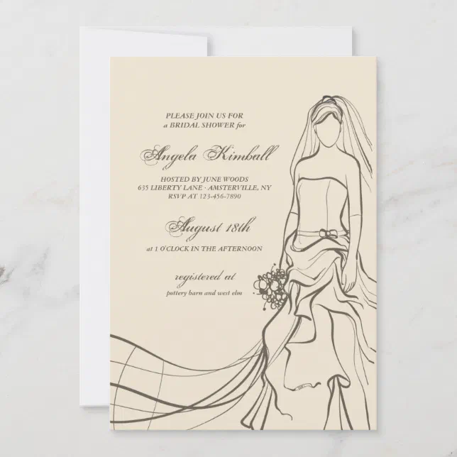 Elegant Bride Bridal Shower Invitation Zazzle