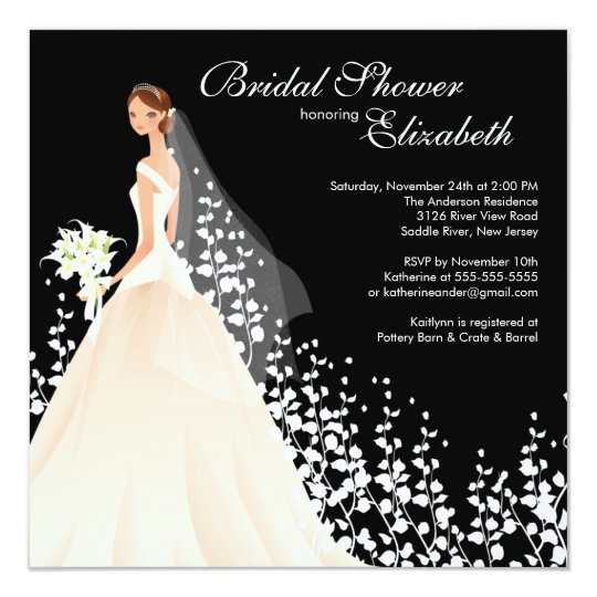 elegant bride bridal shower invitation black white photo paper thickness chart