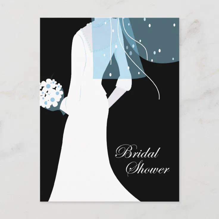 elegant bride bridal shower invitation postcard Zazzle
