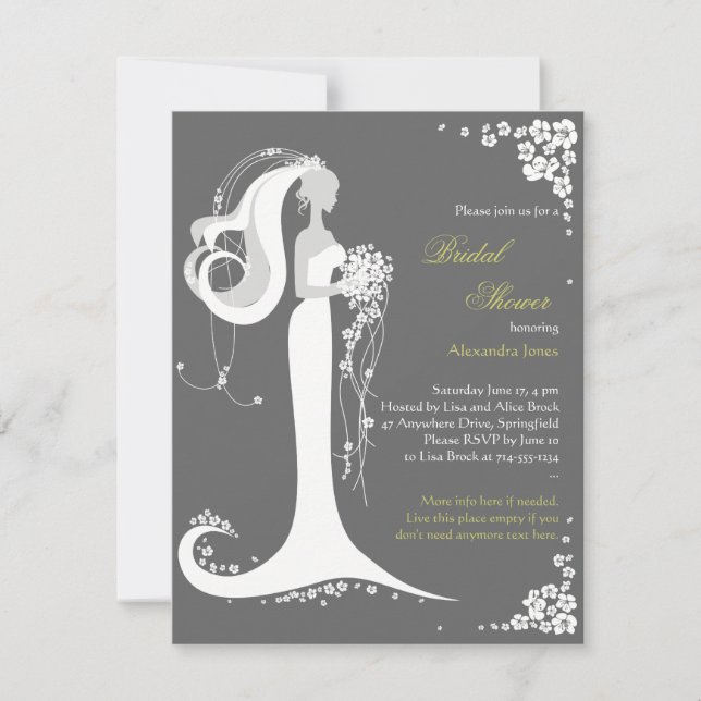 Elegant Bride Bridal Shower Party Announcement (Front)