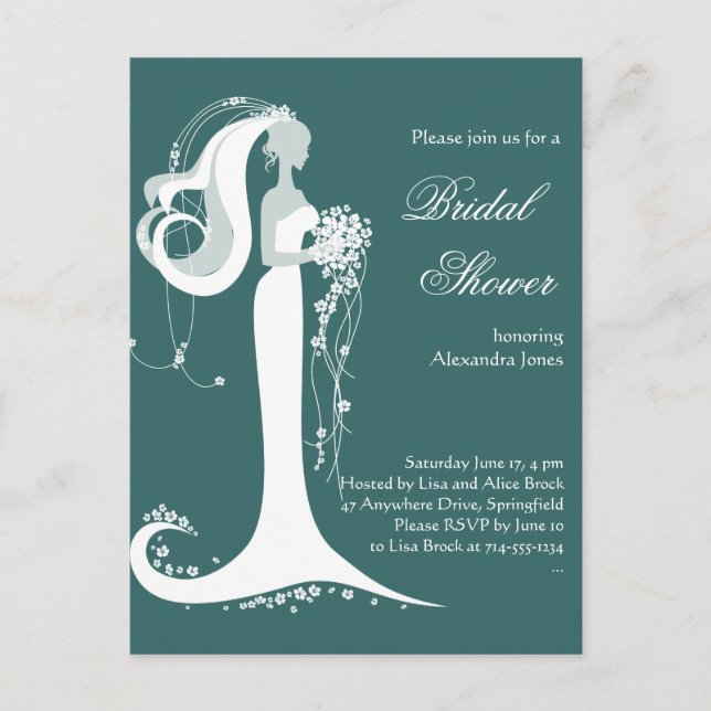 Elegant Bride Bridal Shower Party Invitation Postcard (Front)