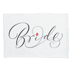 Elegant Bride Calligraphy Fancy Script Lettering Pillow Case