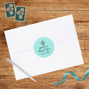 Elegant Bride & Co. Bridal Shower Teal Classic Round Sticker