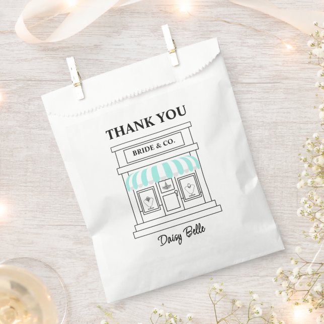 Elegant Bride & Co. Bridal Shower Teal Favor Bag (Clipped)