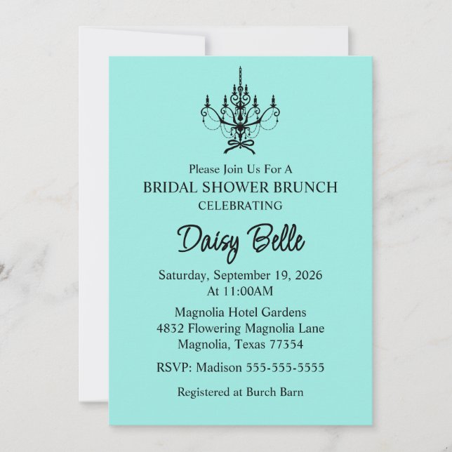 Elegant Bride & Co. Bridal Shower Teal Invitation (Front)
