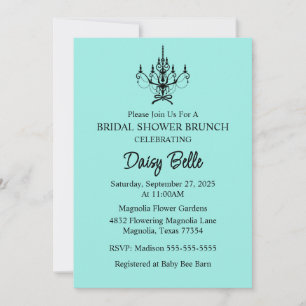 Elegant Bride & Co. Bridal Shower Teal Invitation