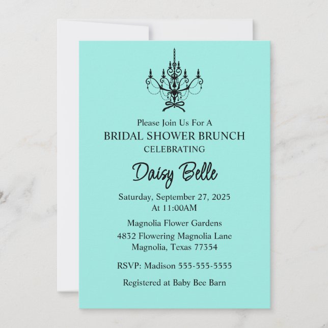 Elegant Bride & Co. Bridal Shower Teal Invitation (Front)
