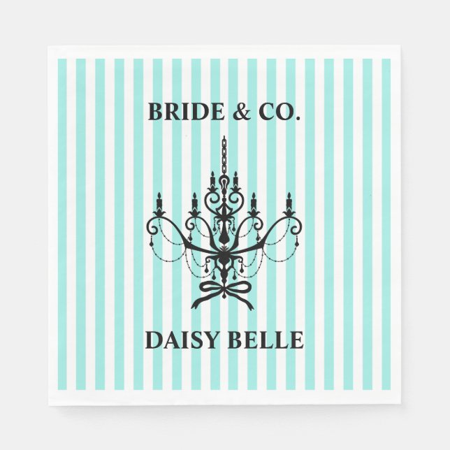 Elegant Bride & Co. Bridal Shower Teal Napkins (Front)