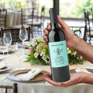 Elegant Bride & Co. Bridal Shower Teal Wine Label