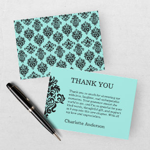 Elegant Bride & Co. Damask Bridal Shower Teal Thank You Card