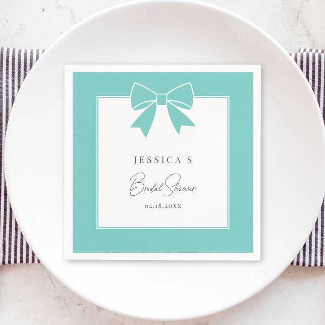 Elegant Bride & Co. Teal Blue Bow Bridal Shower  Napkins (Creator Uploaded)