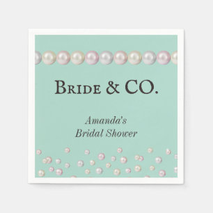 Elegant Bride & Co Teal Blue Pearl Bridal Shower Napkins