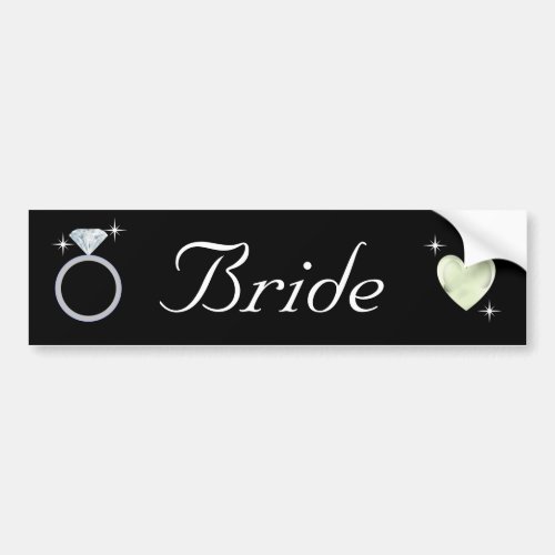 Elegant Bride Diamond Ring  Heart on Black Bumper Sticker