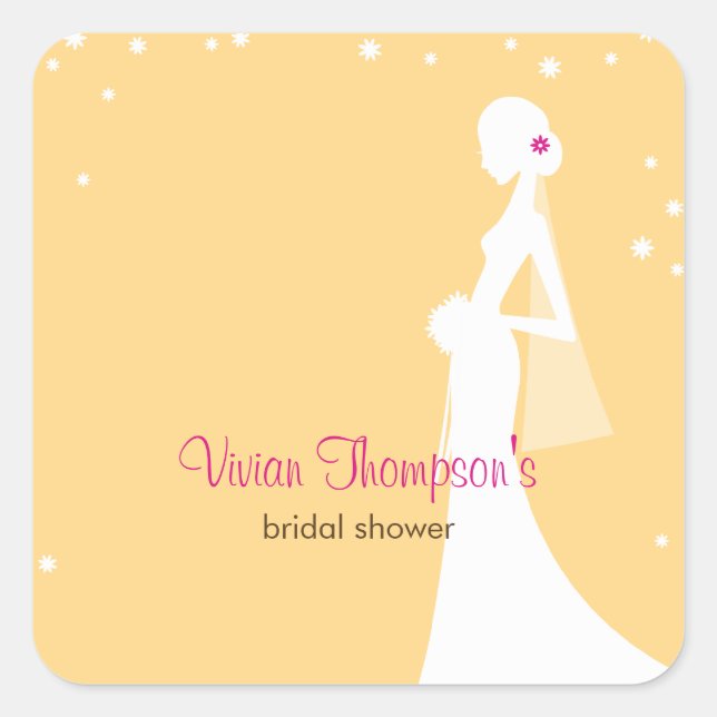 Elegant Bride Favor Sticker /Envelope Seal-Mustard (Front)