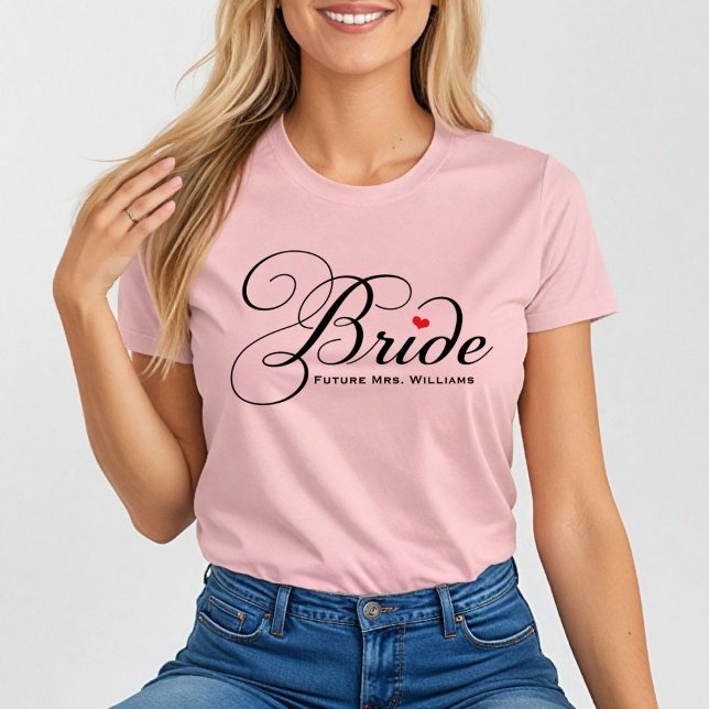Elegant Bride Future Mrs Pink Womens T-Shirt (Creator Uploaded)