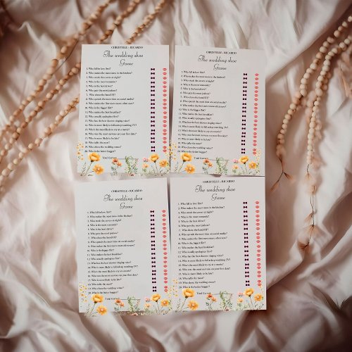 Elegant Bride  Groom Bridal Shower Game Card