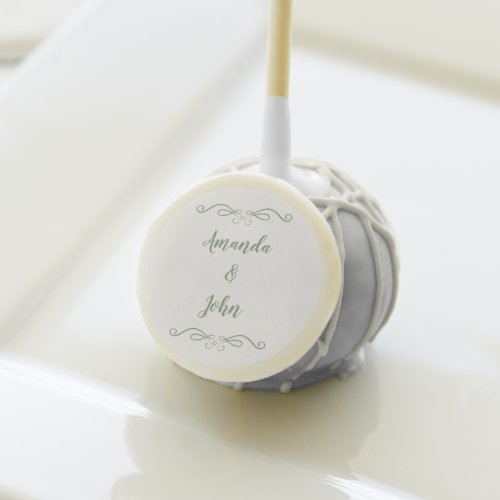 Elegant Bride Groom Couple Wedding Chic Sage Green Cake Pops