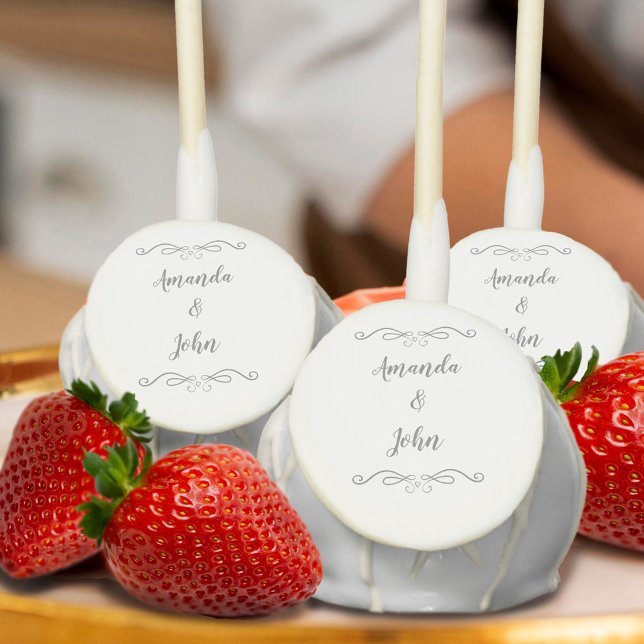 Elegant Bride Groom Couple Wedding Parties Gray Cake Pops (Creator Uploaded)