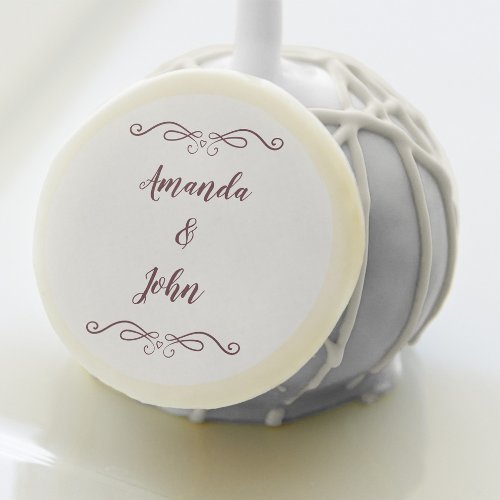 Elegant Bride Groom Couple Wedding Party Burgundy Cake Pops