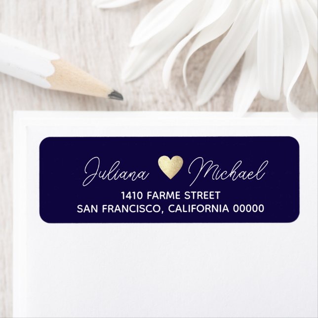 Elegant bride groom deep-blue wedding label (Insitu)