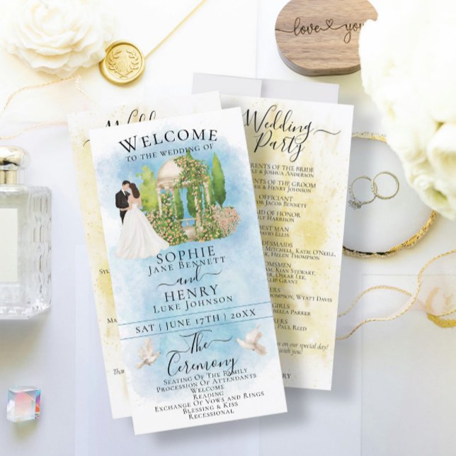 Elegant Bride &Groom Gazebo Luxury Wedding Program (Creator Uploaded)