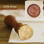 Elegant Bride Groom Initials Monogram Wedding Wax Seal Stamp<br><div class="desc">Add the finishing touch to your wedding invitation stationery,  with a monogram wax seal stamp. An elegant design,  personalized with the couple's first-name initials,  inside a laurel wreath crown. This quality stamp is crafted with a smooth wooden handle and a 100% brass stamp,  perfect for making detailed wax imprints.</div>