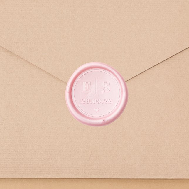 Elegant Bride Groom Initials Wedding Date Heart Wax Seal Sticker (Elegant Bride Groom Initials Wedding Date Heart Wax Seal Sticker)