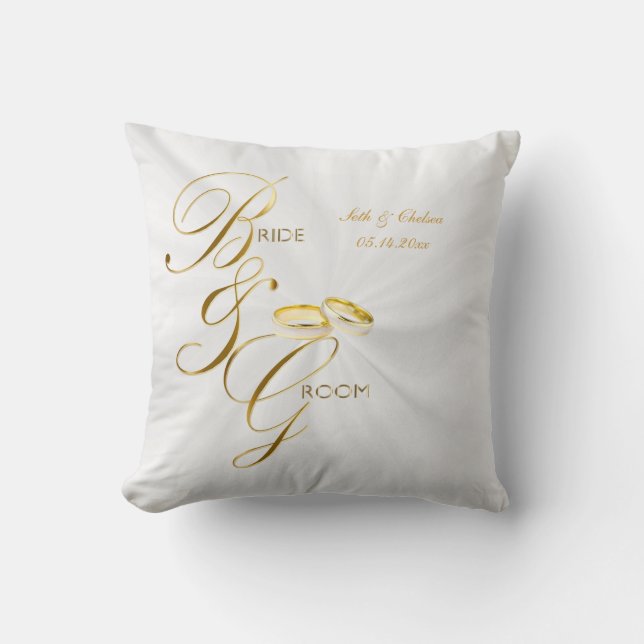 Elegant Bride & Groom Keepsake | Personalize Throw Pillow (Front)