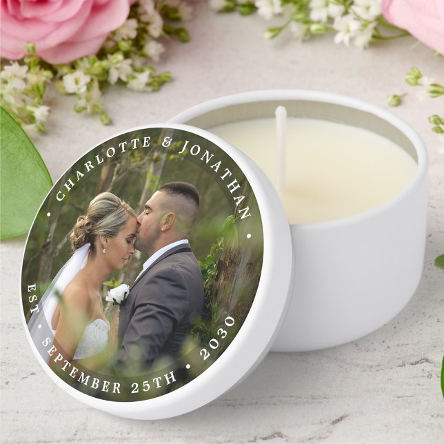 Elegant Bride Groom Modern Custom Photo Wedding Mini Candle Favors (Creator Uploaded)
