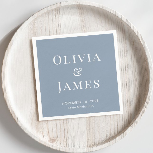 Elegant Bride Groom Monogram Dusty Blue Wedding Napkins (Creator Uploaded)