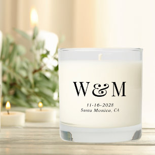 Elegant Bride Groom Monogram Initials Wedding Scented Candle