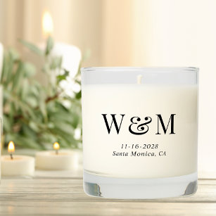 Elegant Bride Groom Monogram Initials Wedding Scented Candle