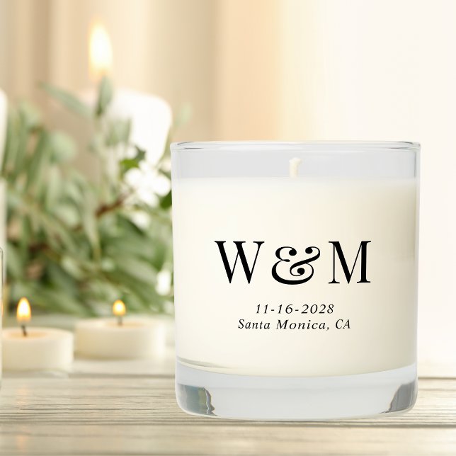 Elegant Bride Groom Monogram Initials Wedding Scented Candle (Creator Uploaded)