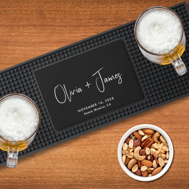Elegant Bride Groom Monogram Wedding Bar Mat (Creator Uploaded)