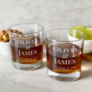 Elegant Bride Groom Monogram Wedding Rocks Glass