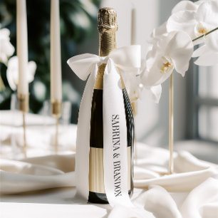 Elegant Bride & Groom Names Single Inscription Satin Ribbon