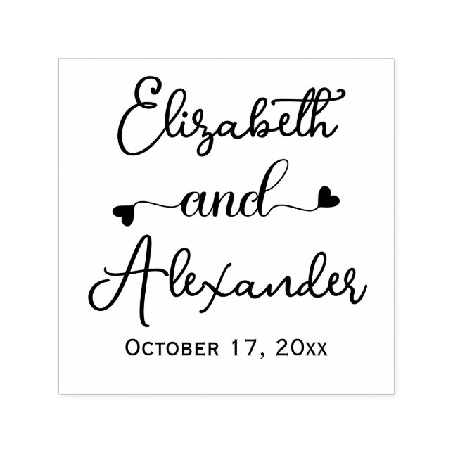 Elegant Bride Groom Names Wedding Calligraphy #2 Self-inking Stamp (Design)