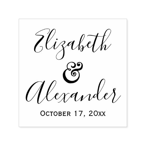 Elegant Bride Groom Names Wedding Calligraphy Self_inking Stamp