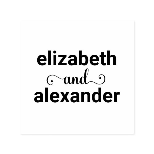 Elegant Bride Groom Names Wedding Typography 1 Self_inking Stamp