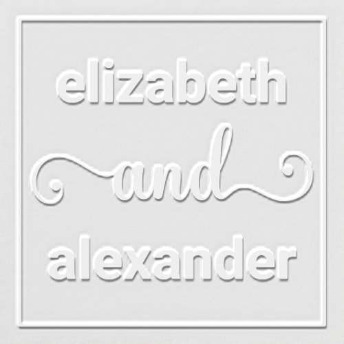 Elegant Bride Groom Names Wedding Typography 1F Embosser
