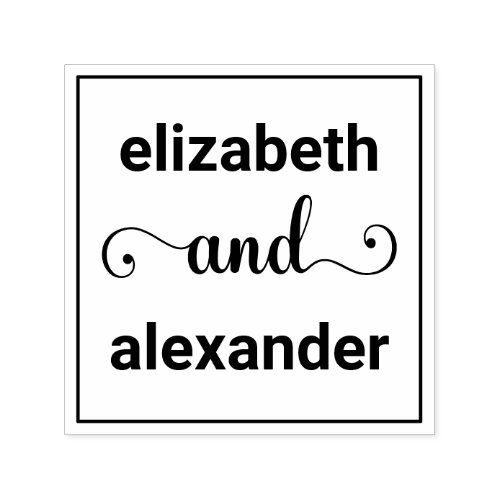 Elegant Bride Groom Names Wedding Typography 1F Self_inking Stamp