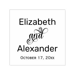 Elegant Bride Groom Names Wedding Typography #2 Self-inking Stamp