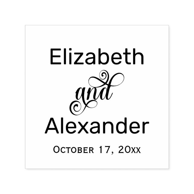 Elegant Bride Groom Names Wedding Typography #2 Self-inking Stamp (Design)