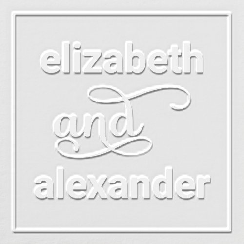 Elegant Bride Groom Names Wedding Typography 2F Embosser