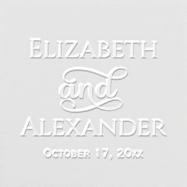 Elegant Bride Groom Names Wedding Typography #3 Embosser (Design)