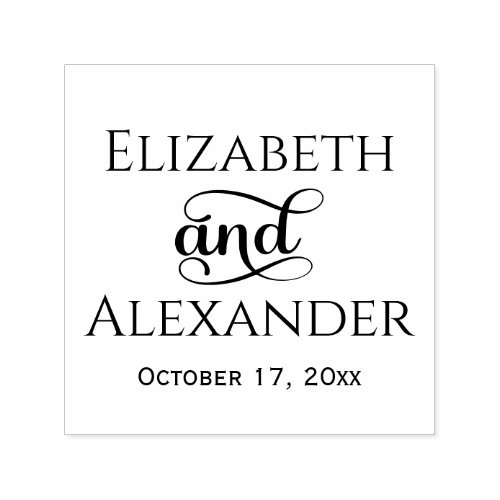 Elegant Bride Groom Names Wedding Typography 3 Self_inking Stamp