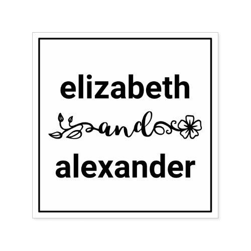 Elegant Bride Groom Names Wedding Typography 3F Self_inking Stamp